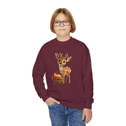 Youth Crewneck Sweatshirt - Deer and Pumpkin