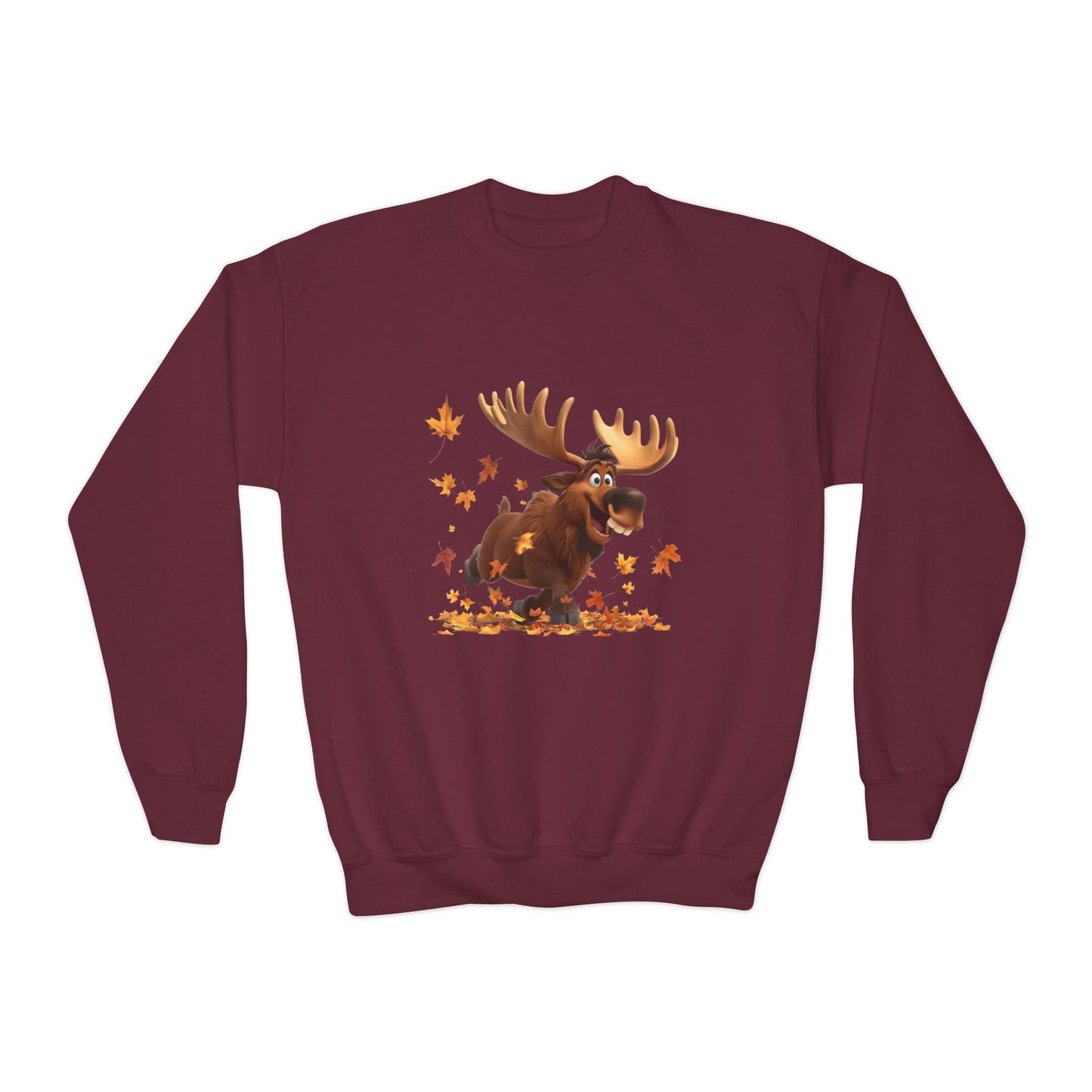 Youth Crewneck Sweatshirt - Moose Dancing with Leaves