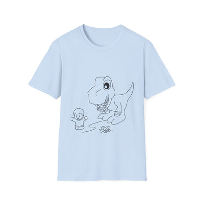 Unisex Softstyle T-Shirt - Dino Chasing Little People - CutieQ Shop