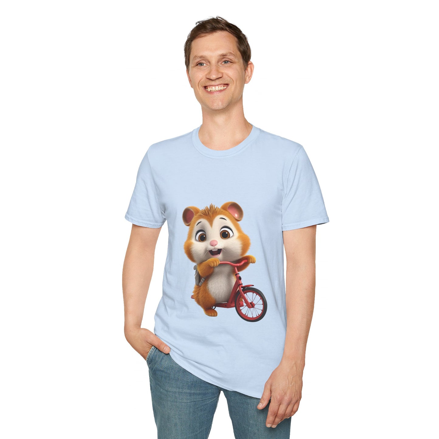 Unisex Softstyle T-Shirt - Hamster on Bike - CutieQ Shop