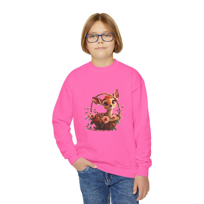 Youth Crewneck Sweatshirt - Deer and Flower Basket