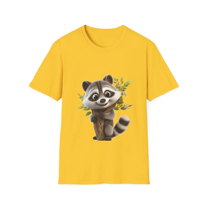 Unisex Softstyle T-Shirt - Raccoon Loves Nature - CutieQ Shop