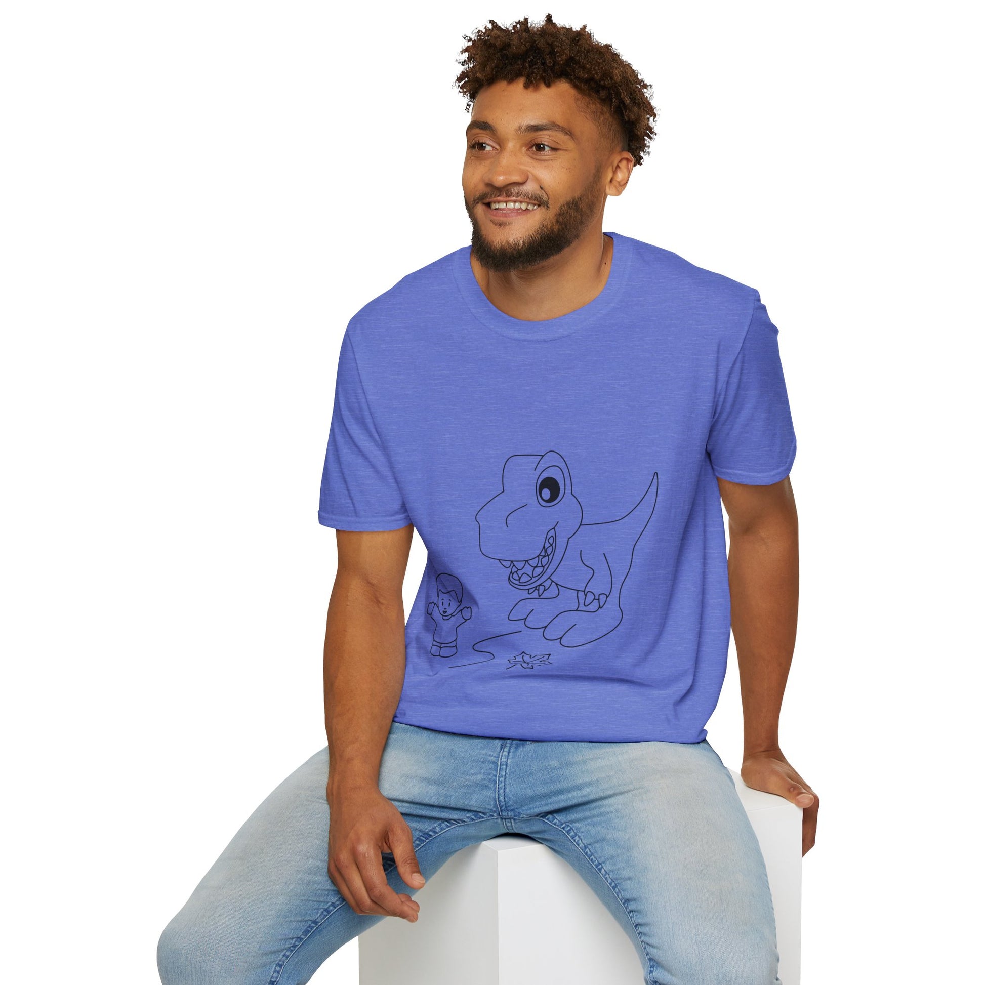 Unisex Softstyle T-Shirt - Dino Chasing Little People - CutieQ Shop