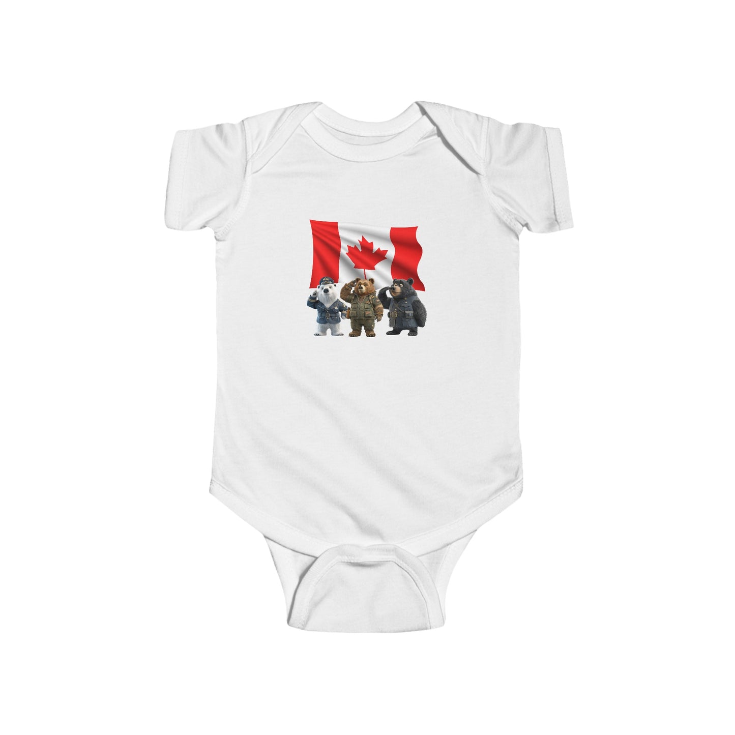 Infant Fine Jersey Bodysuit - Three Bears Saluting - CutieQ Shop