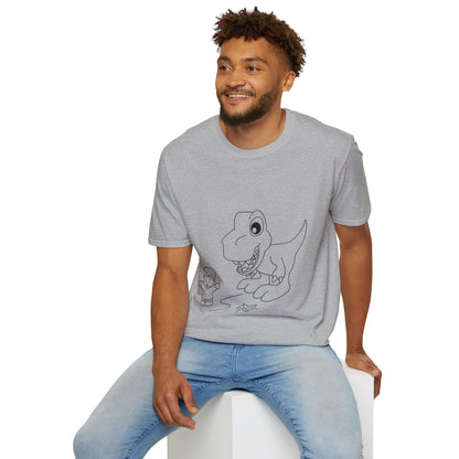 Unisex Softstyle T-Shirt - Dino Chasing Little People - CutieQ Shop