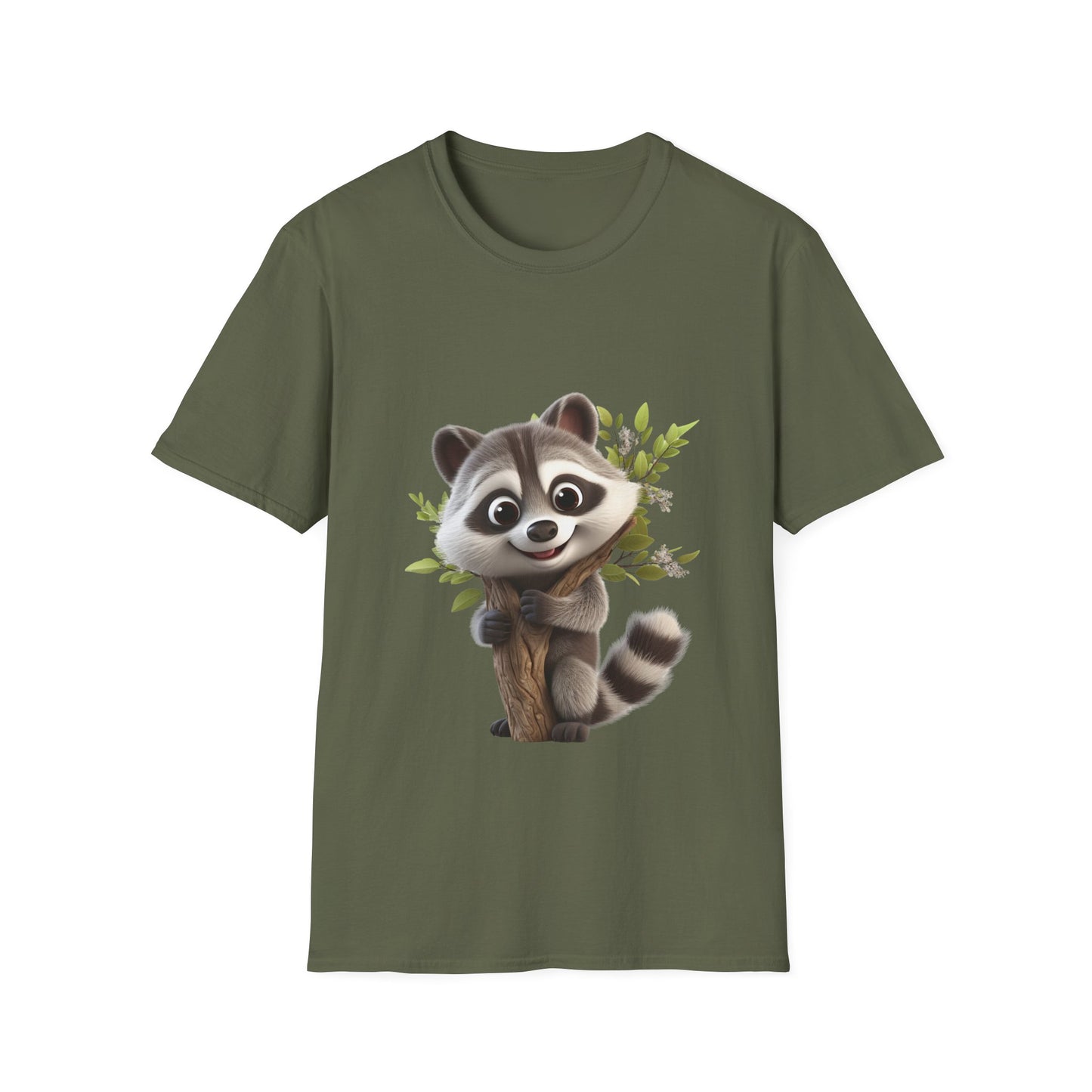 Unisex Softstyle T-Shirt - Raccoon Loves Nature - CutieQ Shop