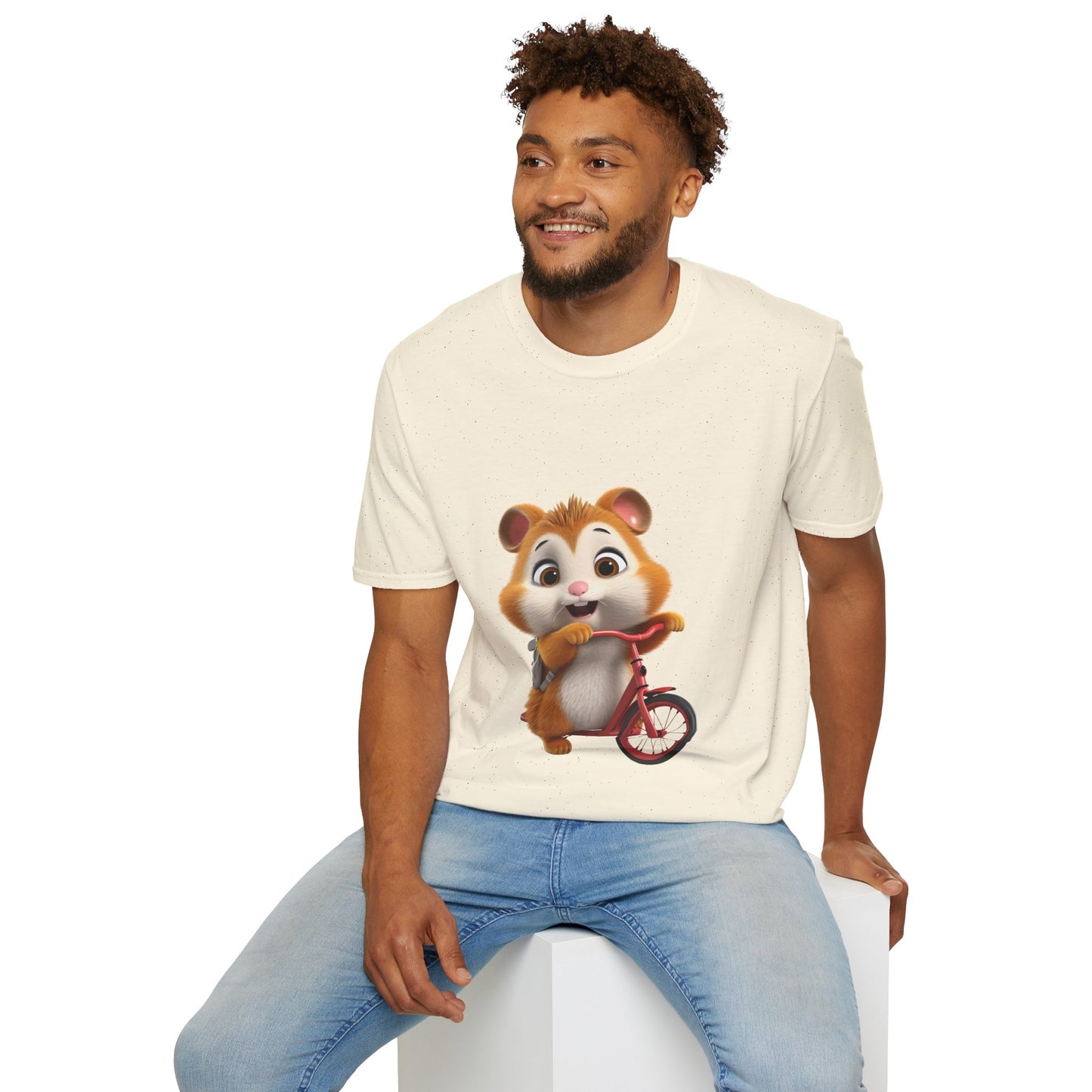 Unisex Softstyle T-Shirt - Hamster on Bike - CutieQ Shop