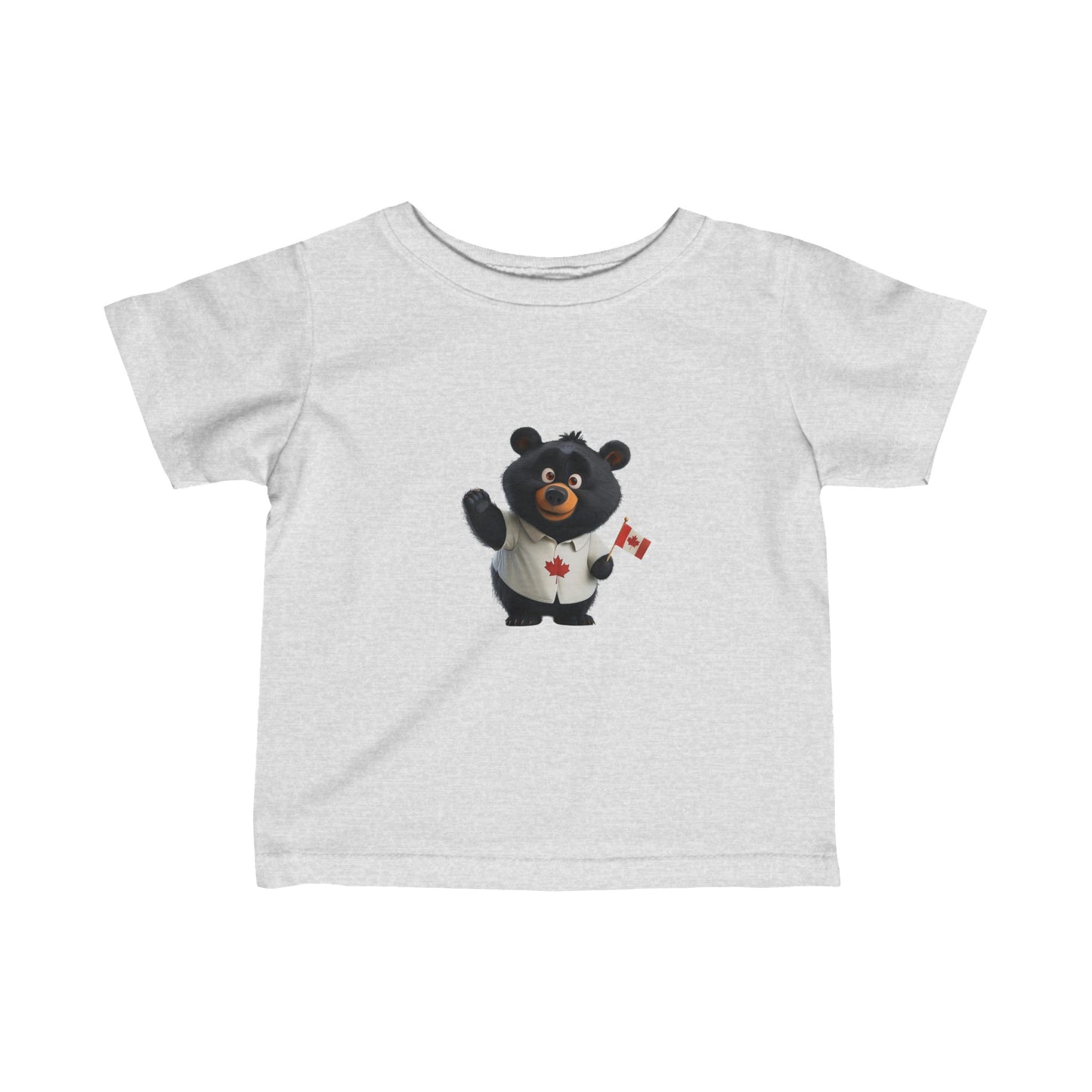 Infant Fine Jersey Tee- Black Bear with Canadian Flag - CutieQ Shop