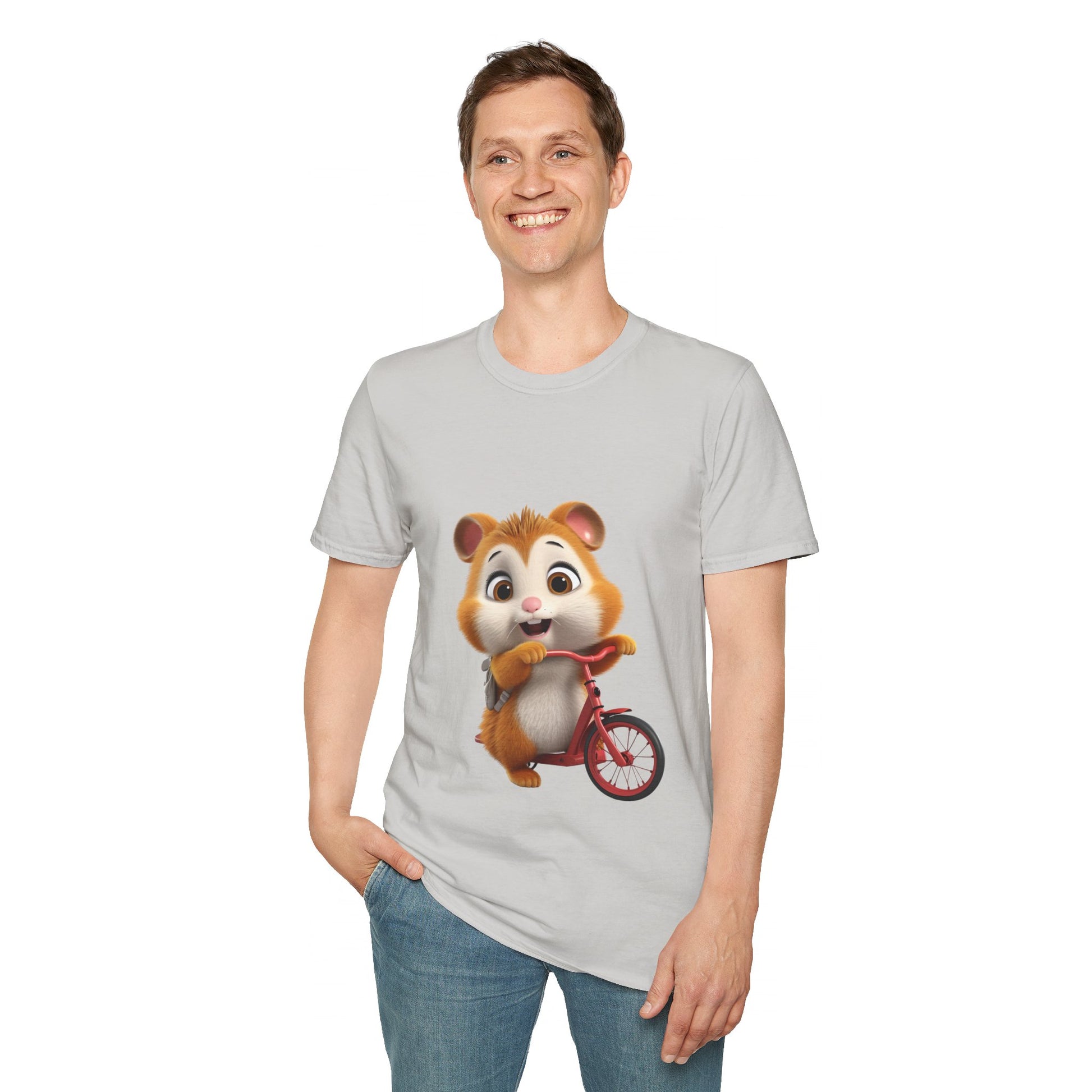 Unisex Softstyle T-Shirt - Hamster on Bike - CutieQ Shop