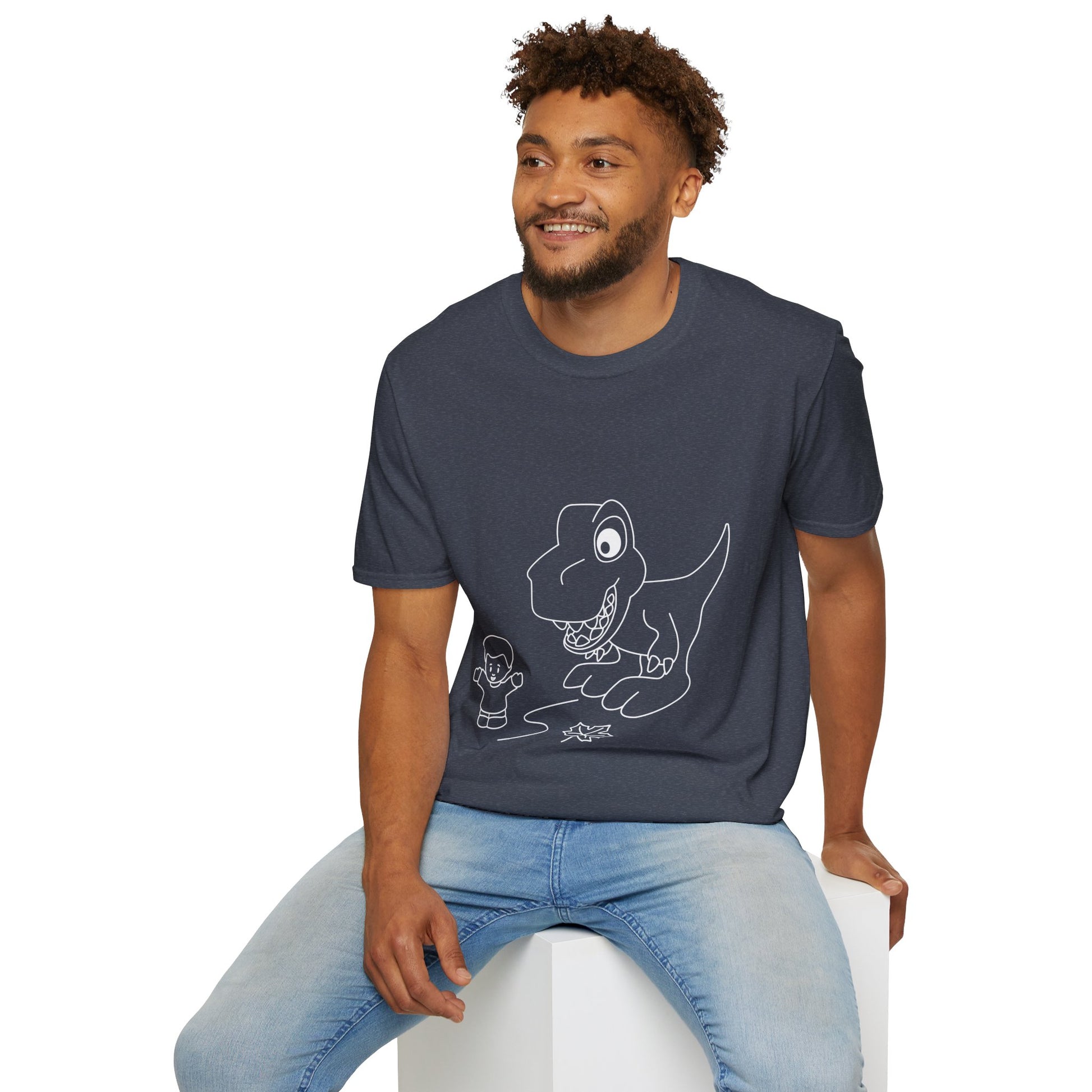 Unisex Softstyle T-Shirt - Dino Chasing Little People - CutieQ Shop