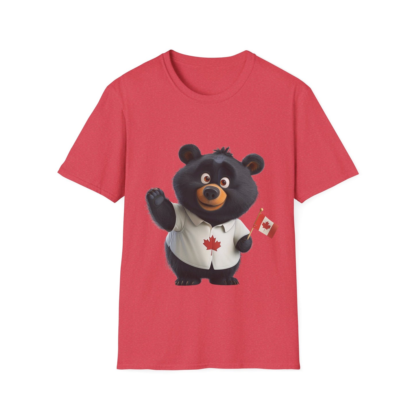 Unisex Softstyle T-Shirt - Black Bear with Canadian Flag - CutieQ Shop