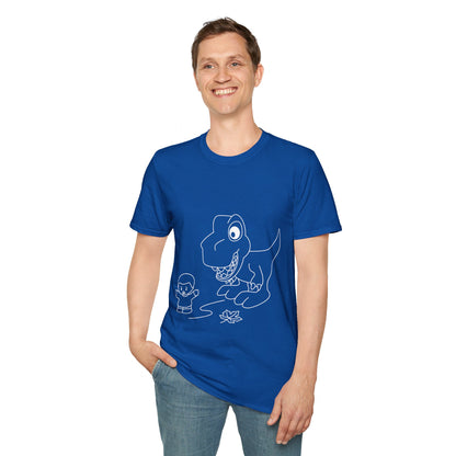 Unisex Softstyle T-Shirt - Dino Chasing Little People - CutieQ Shop