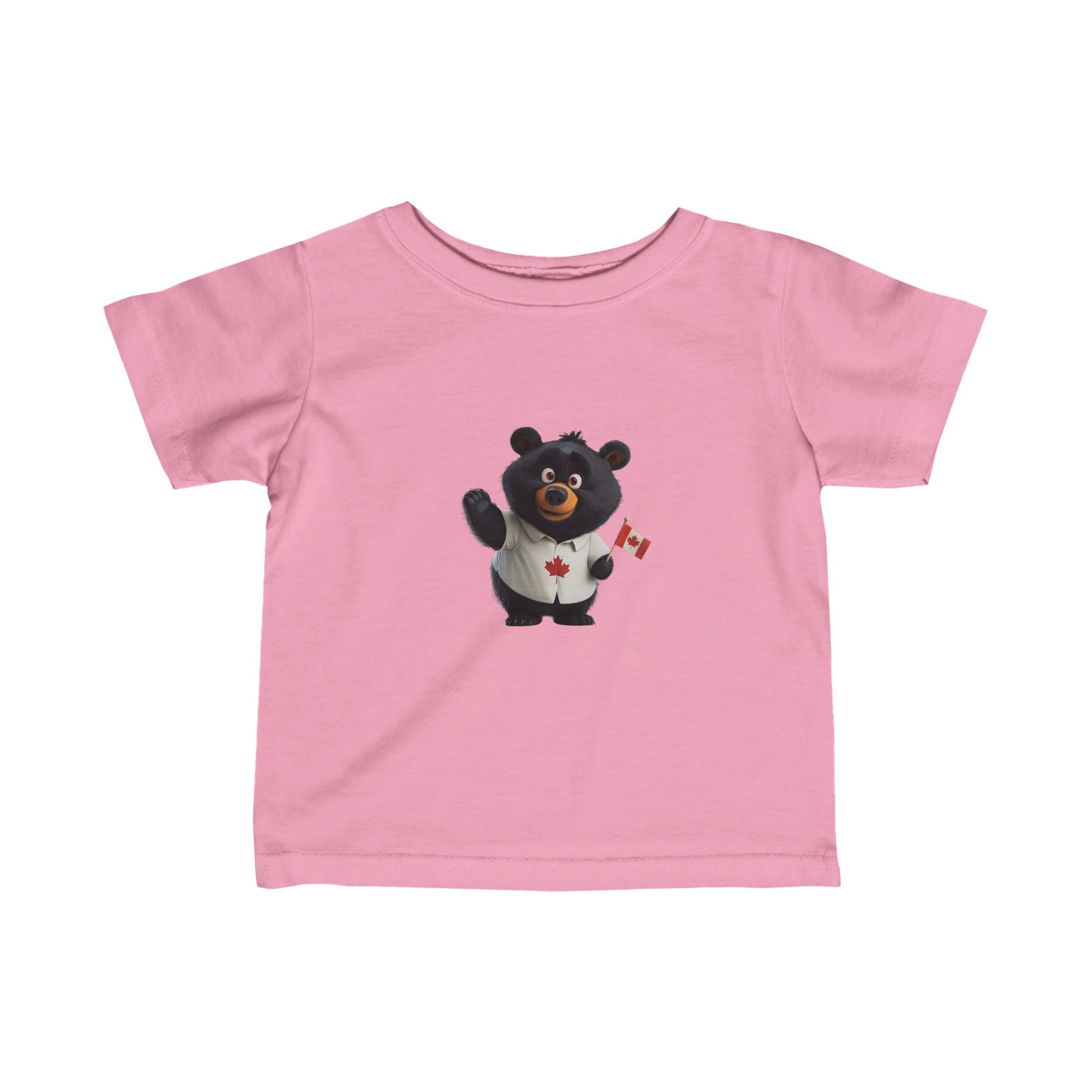 Infant Fine Jersey Tee- Black Bear with Canadian Flag - CutieQ Shop