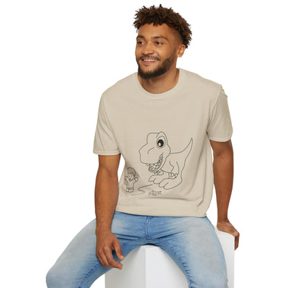 Unisex Softstyle T-Shirt - Dino Chasing Little People - CutieQ Shop