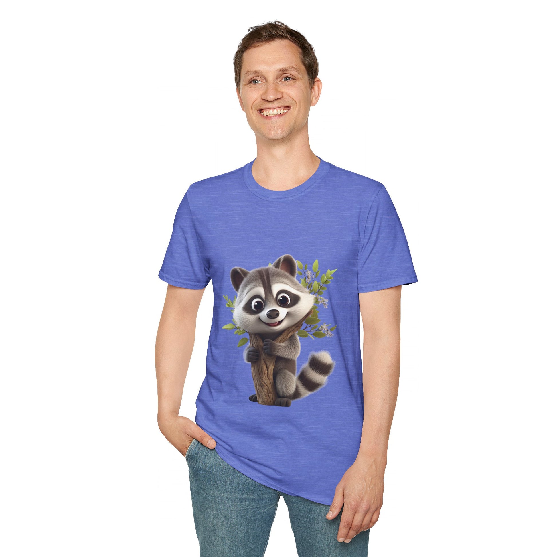 Unisex Softstyle T-Shirt - Raccoon Loves Nature - CutieQ Shop