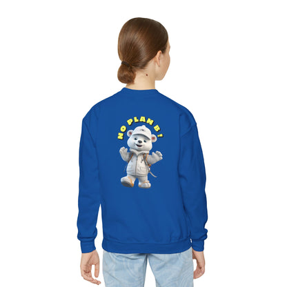 Youth Crewneck Sweatshirt - Polar Bear No Plan B (Back)