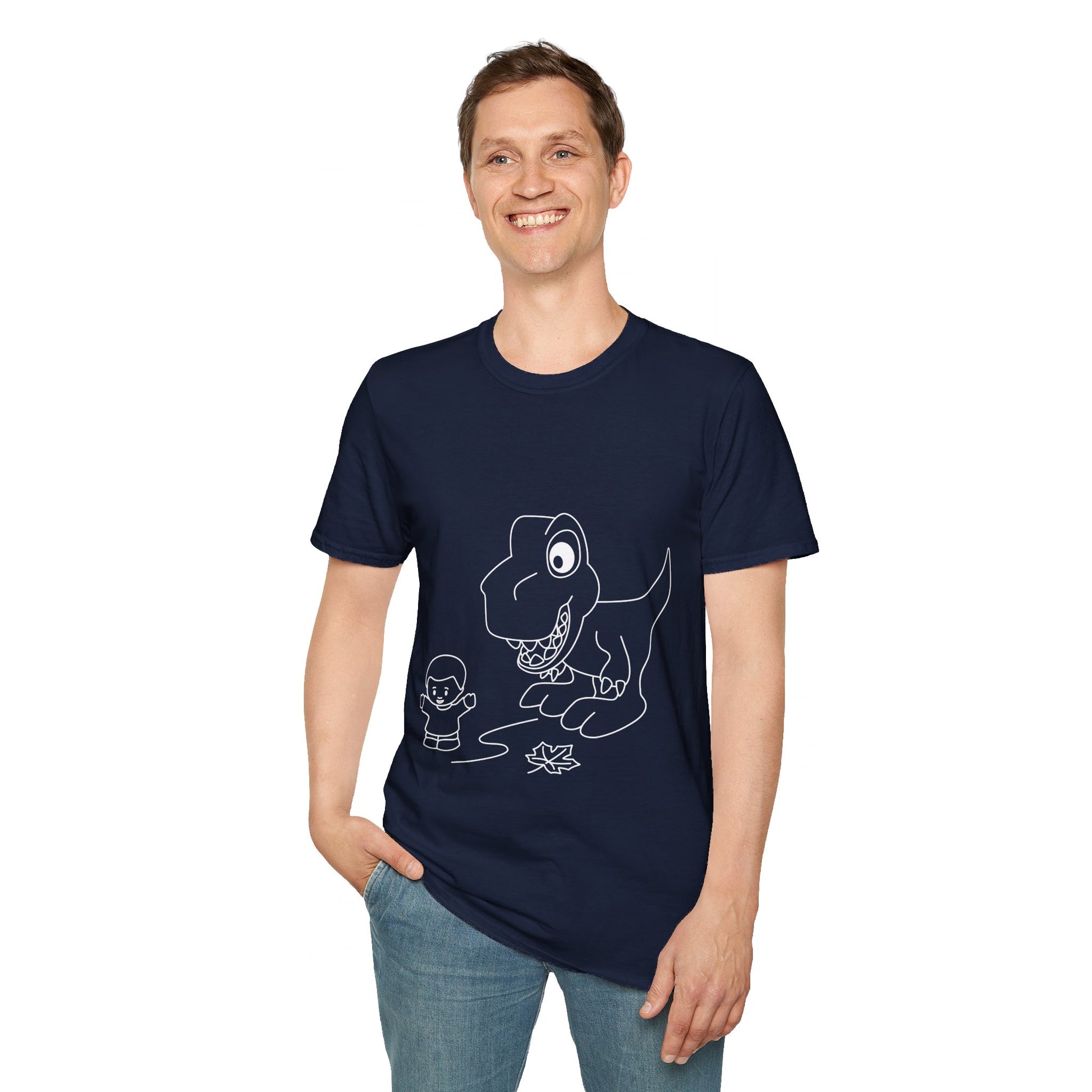 Unisex Softstyle T-Shirt - Dino Chasing Little People - CutieQ Shop