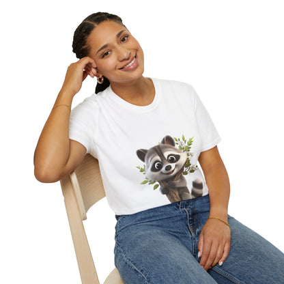 Unisex Softstyle T-Shirt - Raccoon Loves Nature - CutieQ Shop