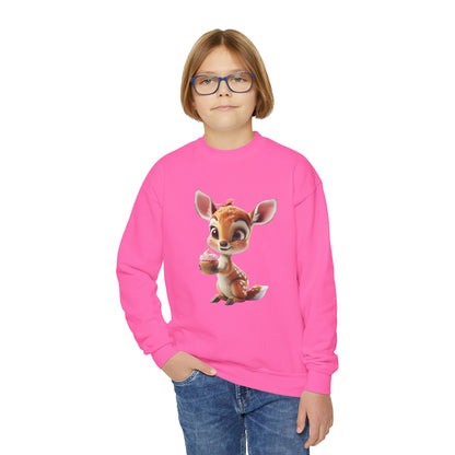 Youth Crewneck Sweatshirt - Deer Loves Cupcakes