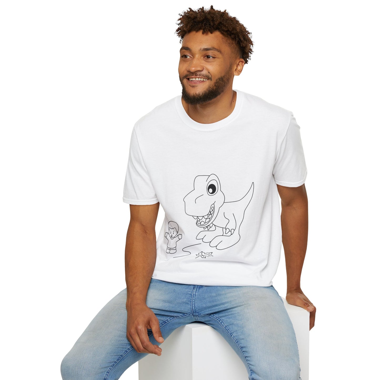 Unisex Softstyle T-Shirt - Dino Chasing Little People - CutieQ Shop