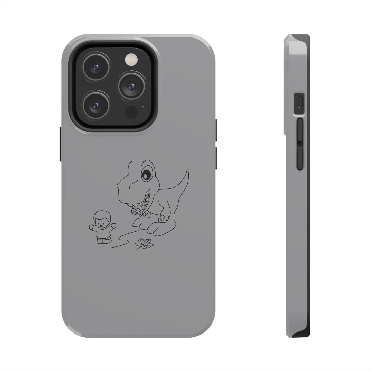 Tough Phone Cases - iPhone 14 - Dino Chasing Little People - CutieQ Shop