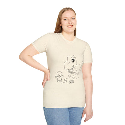 Unisex Softstyle T-Shirt - Dino Chasing Little People - CutieQ Shop