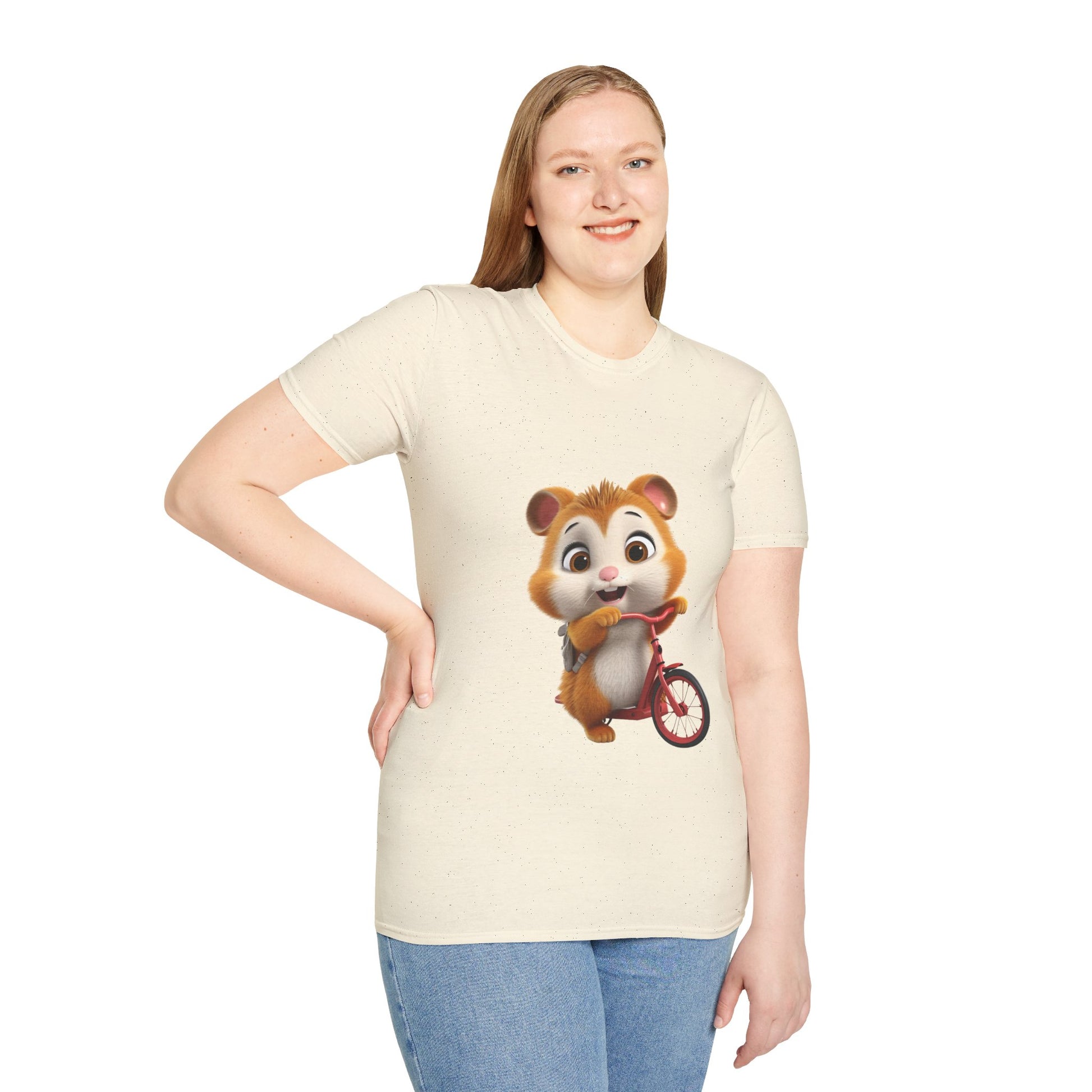 Unisex Softstyle T-Shirt - Hamster on Bike - CutieQ Shop