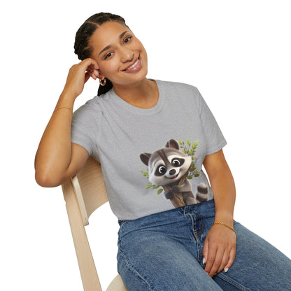 Unisex Softstyle T-Shirt - Raccoon Loves Nature - CutieQ Shop