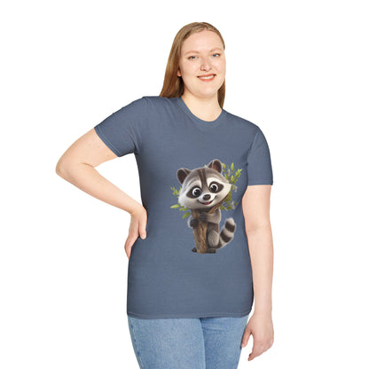 Unisex Softstyle T-Shirt - Raccoon Loves Nature - CutieQ Shop