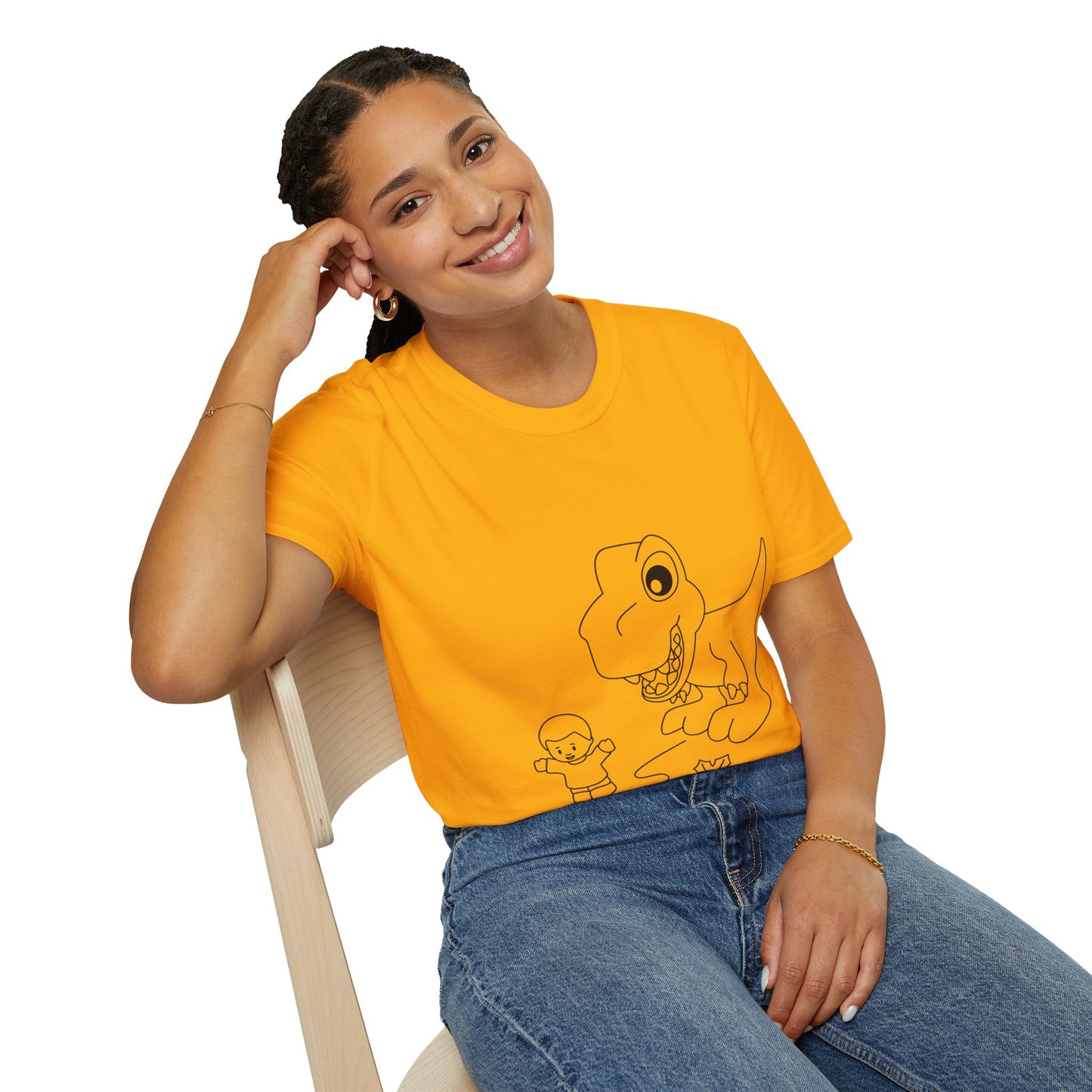 Unisex Softstyle T-Shirt - Dino Chasing Little People - CutieQ Shop