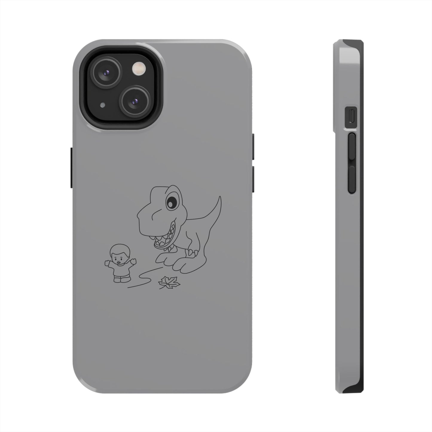 Tough Phone Cases - iPhone 14 - Dino Chasing Little People - CutieQ Shop