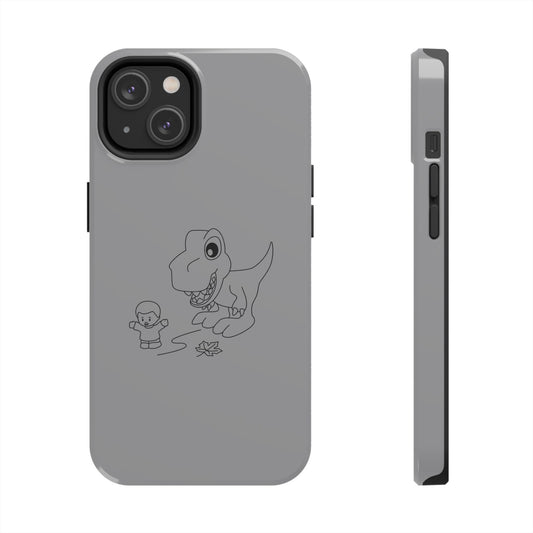 Tough Phone Cases - iPhone 14 - Dino Chasing Little People - CutieQ Shop