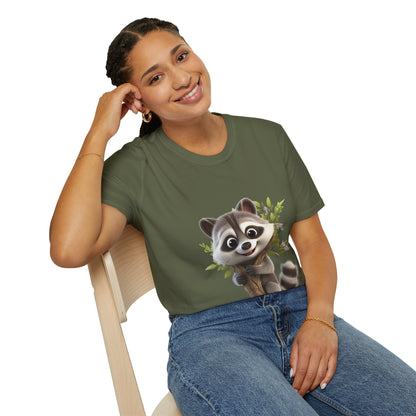 Unisex Softstyle T-Shirt - Raccoon Loves Nature - CutieQ Shop