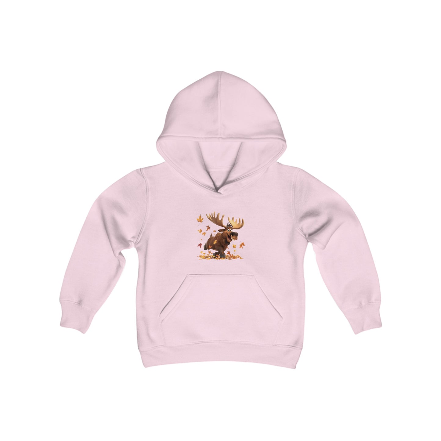 Youth Heavy Blend Hooded Sweatshirt - Moose Dancing with Leaves - CutieQ Shop