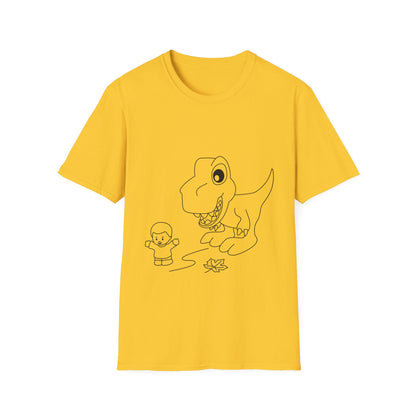 Unisex Softstyle T-Shirt - Dino Chasing Little People - CutieQ Shop