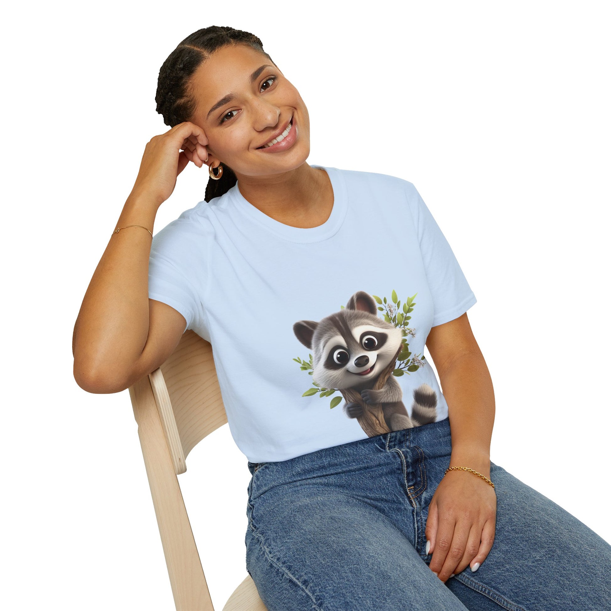 Unisex Softstyle T-Shirt - Raccoon Loves Nature - CutieQ Shop