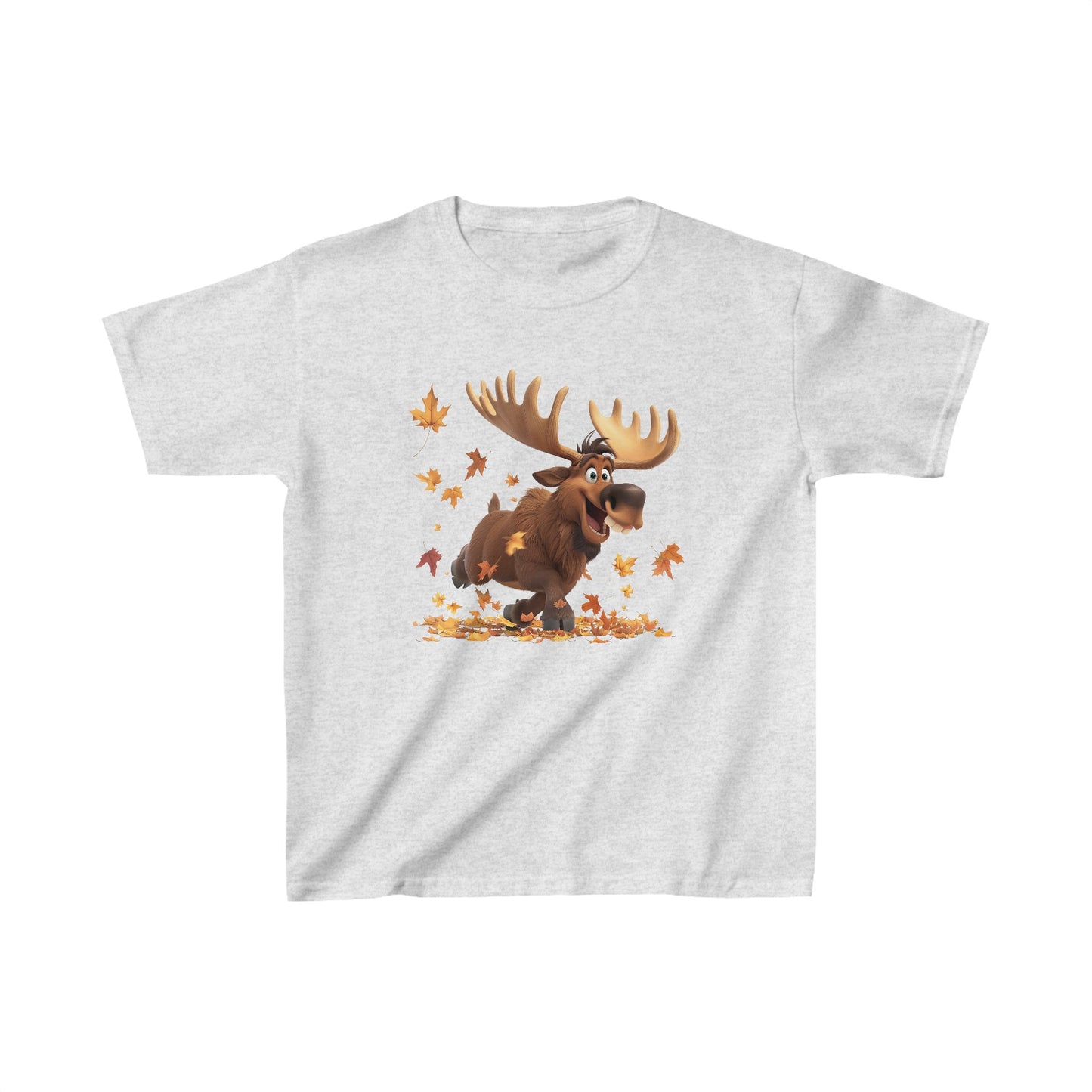 Kids Heavy Cotton™ Tee - Moose Dancing with Leaves - CutieQ Shop