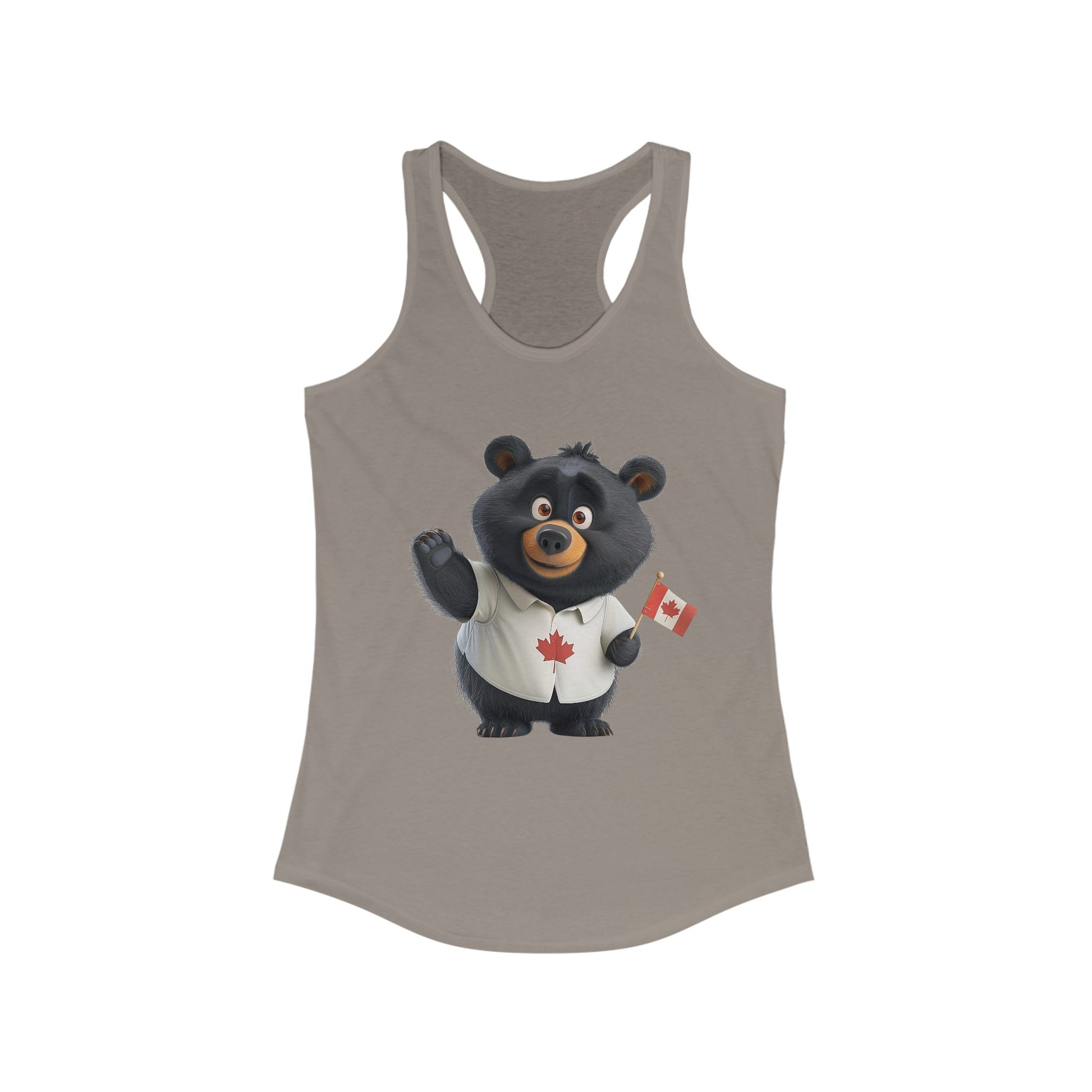 Women's Ideal Racerback Tank - Black Bear with Canadian Flag - CutieQ Shop