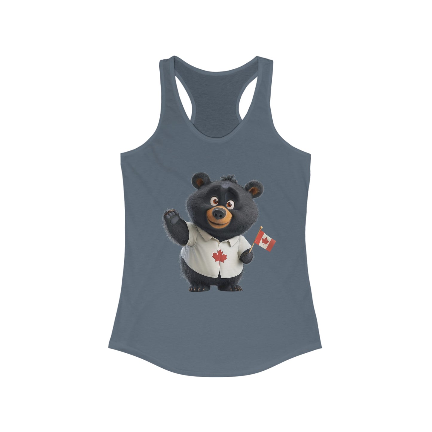 Women's Ideal Racerback Tank - Black Bear with Canadian Flag - CutieQ Shop