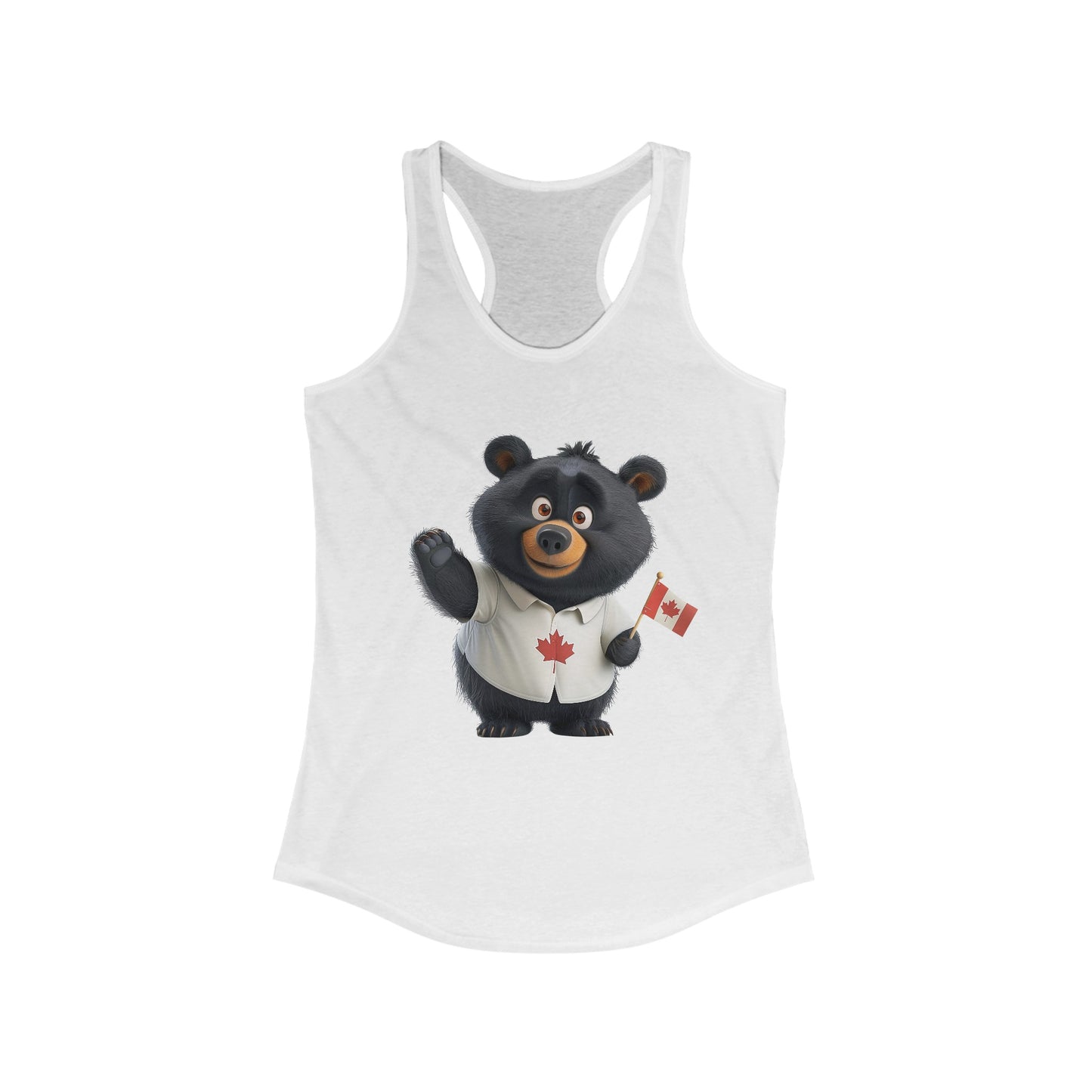 Women's Ideal Racerback Tank - Black Bear with Canadian Flag - CutieQ Shop