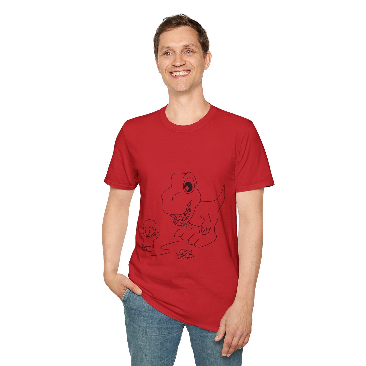 Unisex Softstyle T-Shirt - Dino Chasing Little People - CutieQ Shop