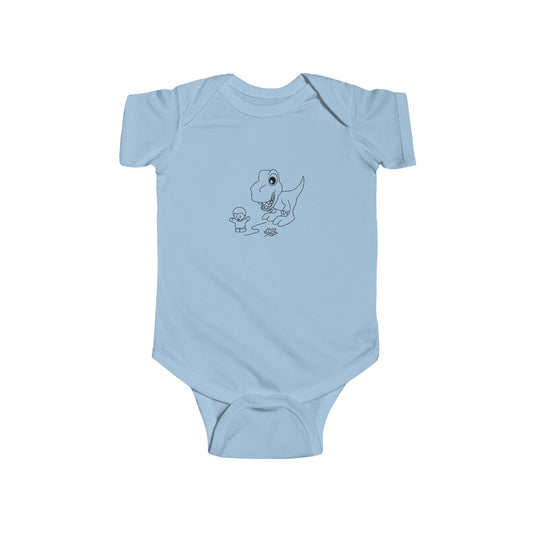 Infant Fine Jersey Bodysuit - Dino Chasing Little People - CutieQ Shop