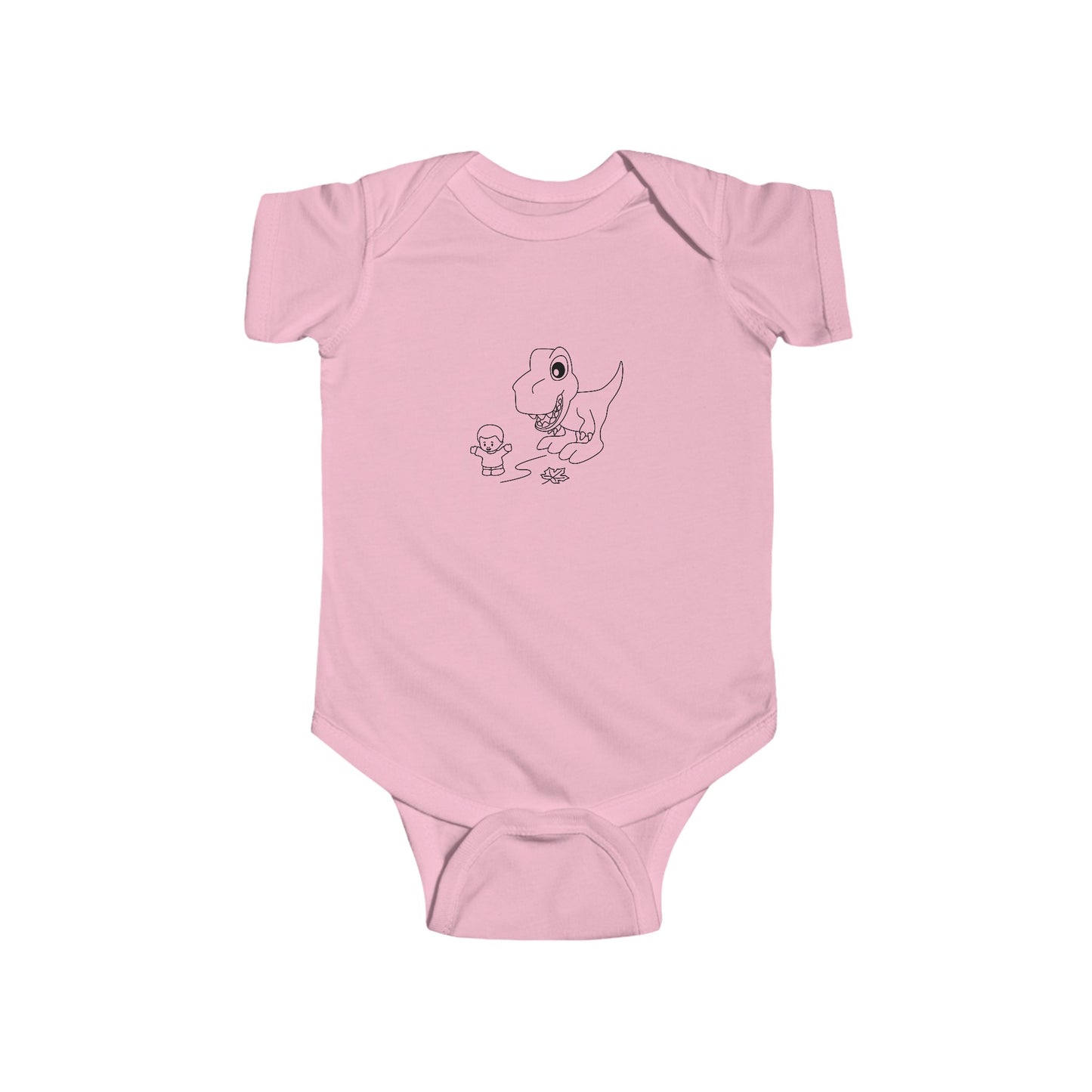 Infant Fine Jersey Bodysuit - Dino Chasing Little People - CutieQ Shop