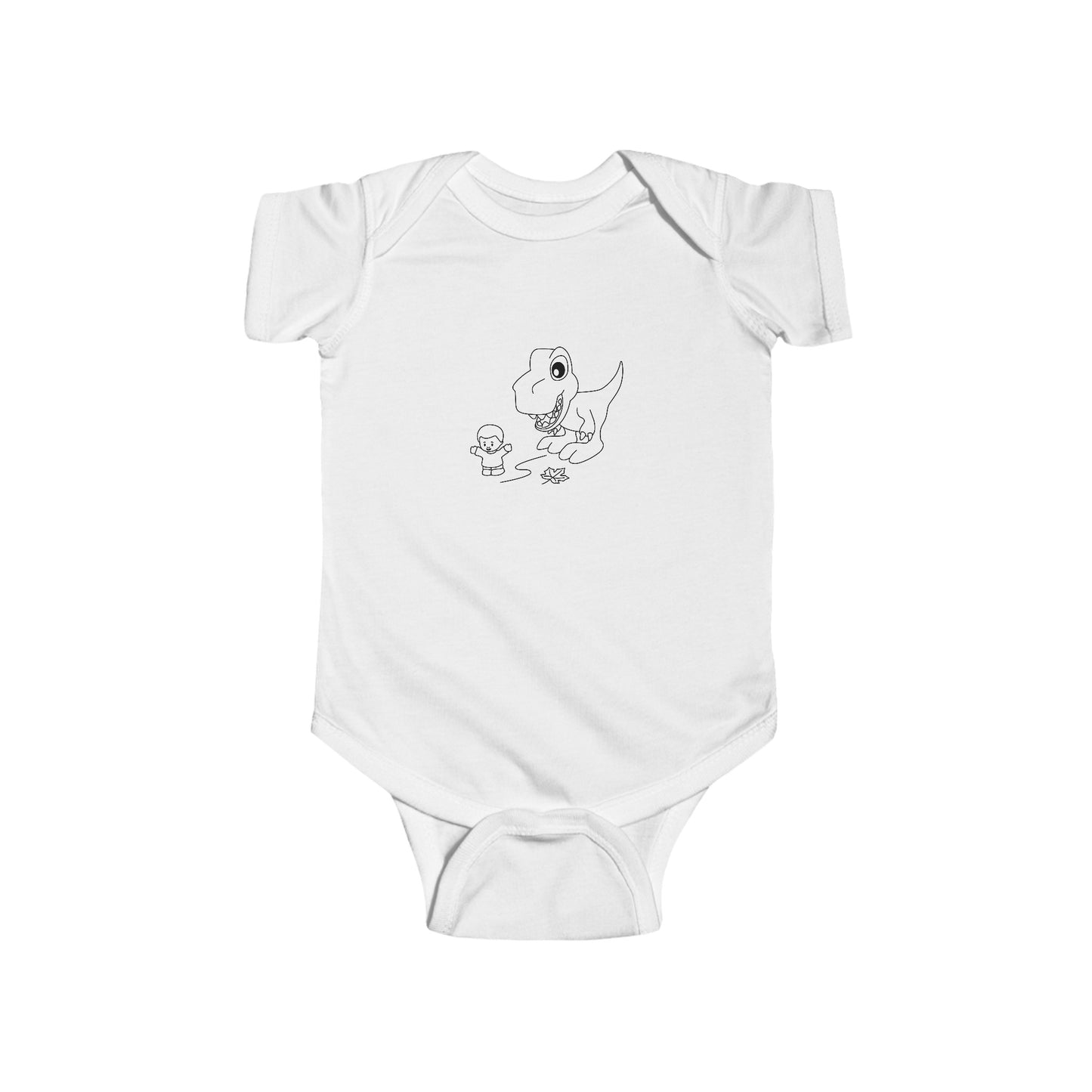 Infant Fine Jersey Bodysuit - Dino Chasing Little People - CutieQ Shop