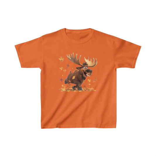 Kids Heavy Cotton™ Tee - Moose Dancing with Leaves - CutieQ Shop