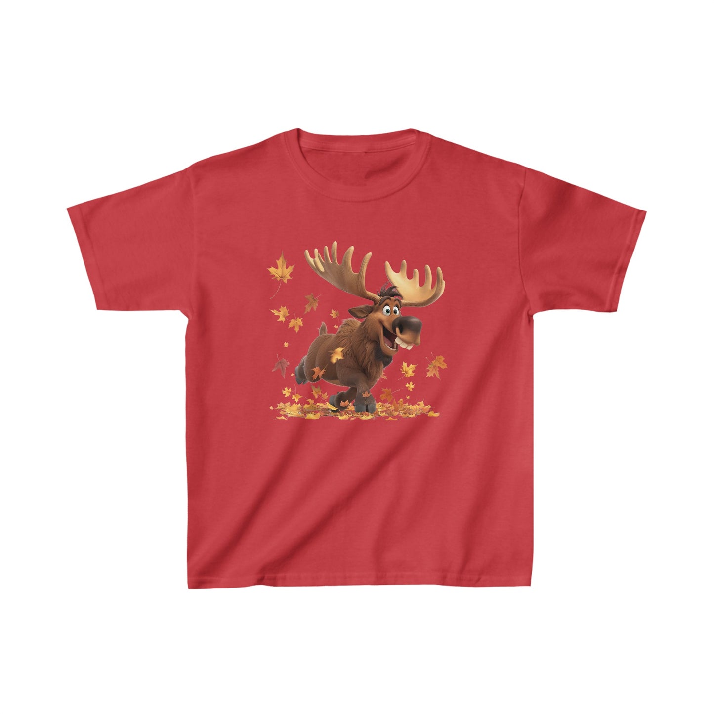 Kids Heavy Cotton™ Tee - Moose Dancing with Leaves - CutieQ Shop