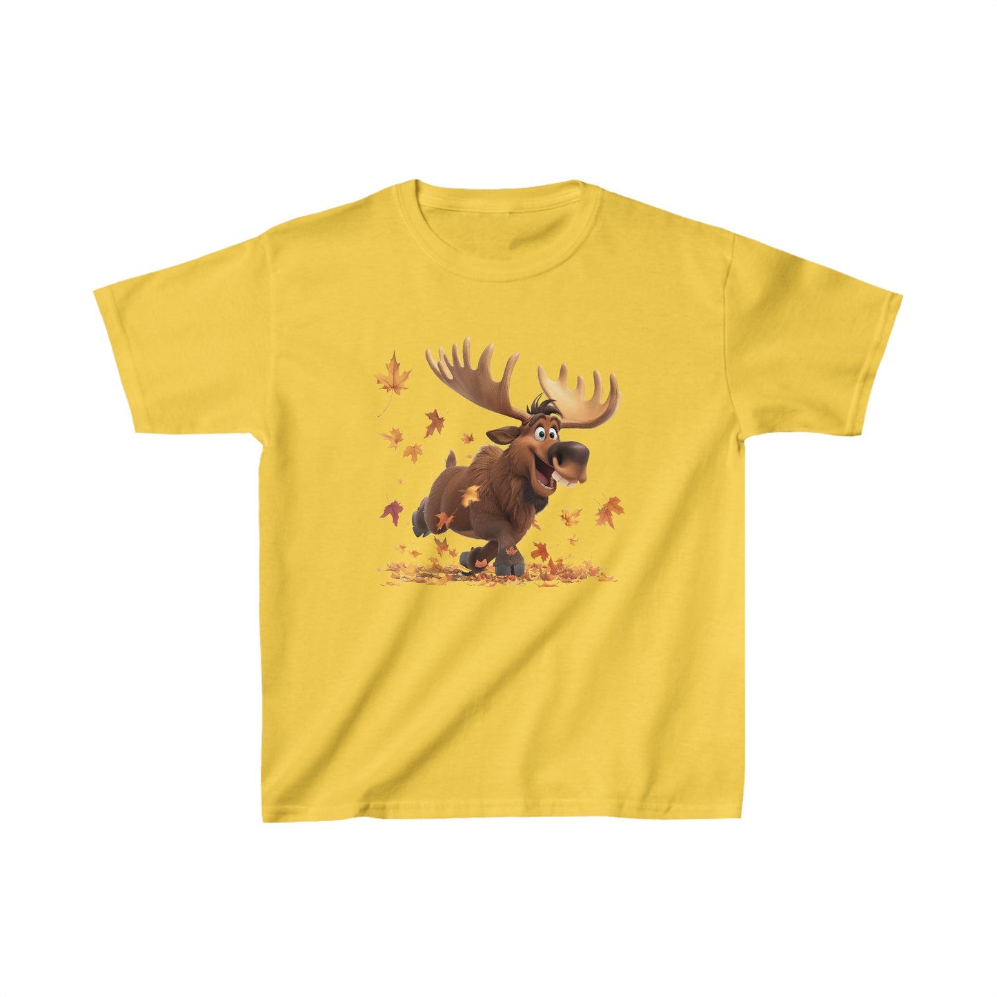 Kids Heavy Cotton™ Tee - Moose Dancing with Leaves - CutieQ Shop