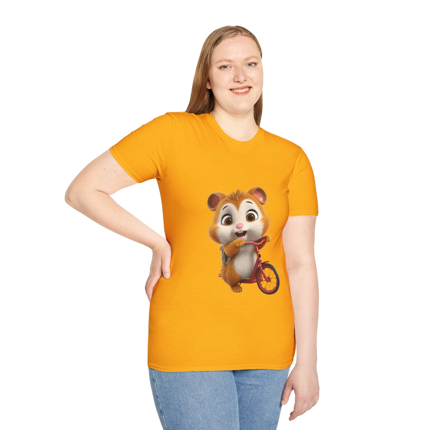 Unisex Softstyle T-Shirt - Hamster on Bike - CutieQ Shop