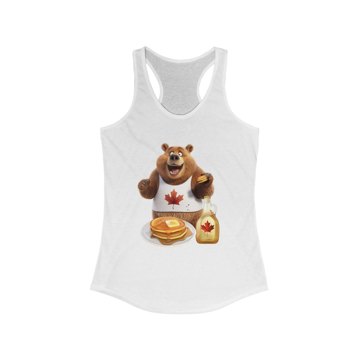 Women's Ideal Racerback Tank - Grizzly Bear Loves Pancakes - CutieQ Shop