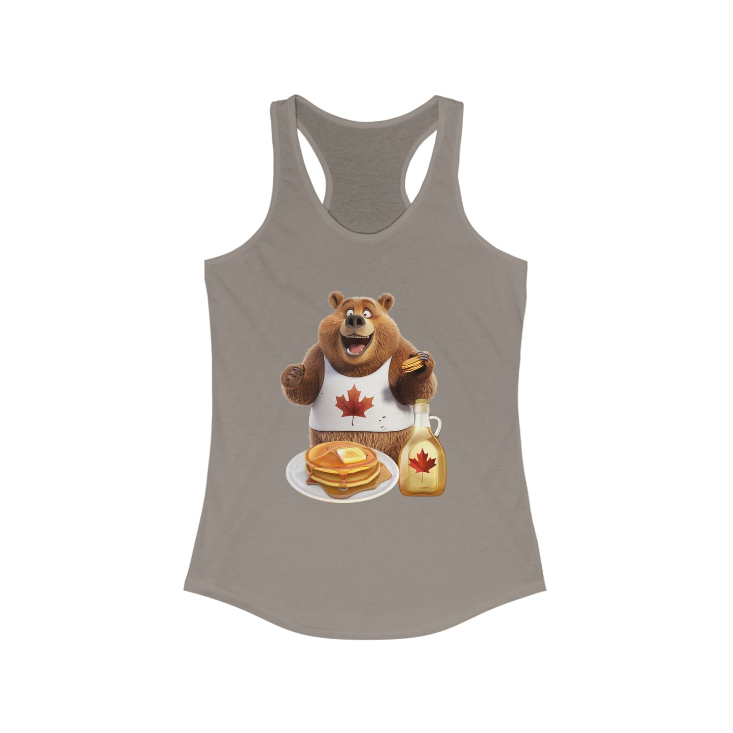 Women's Ideal Racerback Tank - Grizzly Bear Loves Pancakes - CutieQ Shop